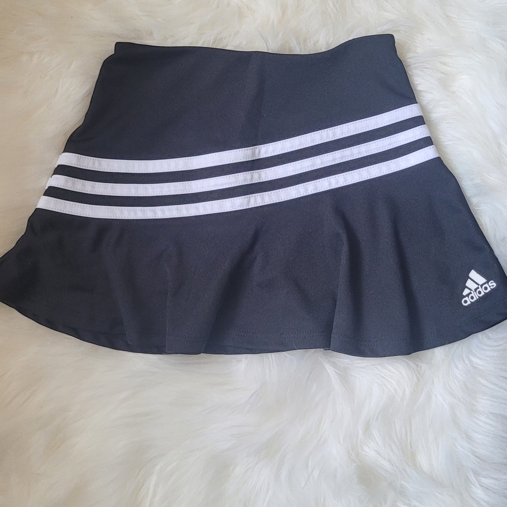 Adidas Kid's Mini Skort in Black with White Accents